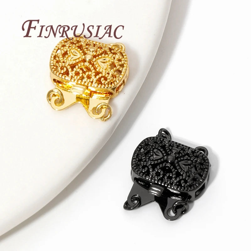 18K Gold Plated Brass with Zircon Connectors For Bracelets,Fasteners Clasps For Jewelry Making Supplies DIY Necklace Accessories