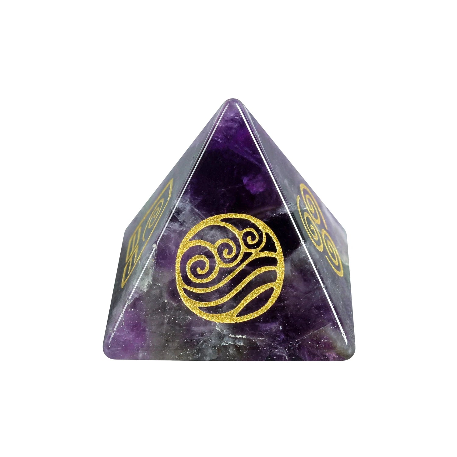 2025 Hot sales Natural Crystal Quartz Amethyst Gem Pyramid Four Element Air Water Fire Earth Symbol Energy Jewelry Healing Stone