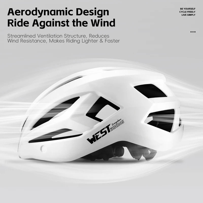 WEST BIKING Magnetic Goggles Bike Helmet Ultralight Aero Cycling Helmet Men Women Electric Scooter Motorcycle Bicycle Helmet
