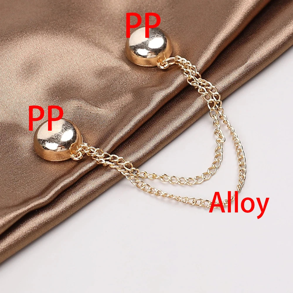 1pc 2pcs 4pcs 8pcs Tuck Waist Design Metal Chain Magnetic Buckle Long Pant Sleeve Shorten Free-suturing Fixed Alloy Brooch Strap