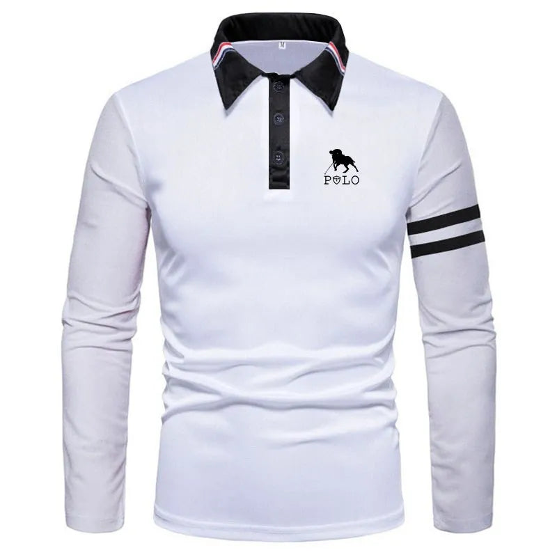 Brand new 2025 Men's Fashion Business Leisure Men's Clothing Men's Long Sleeve Polo Shirt