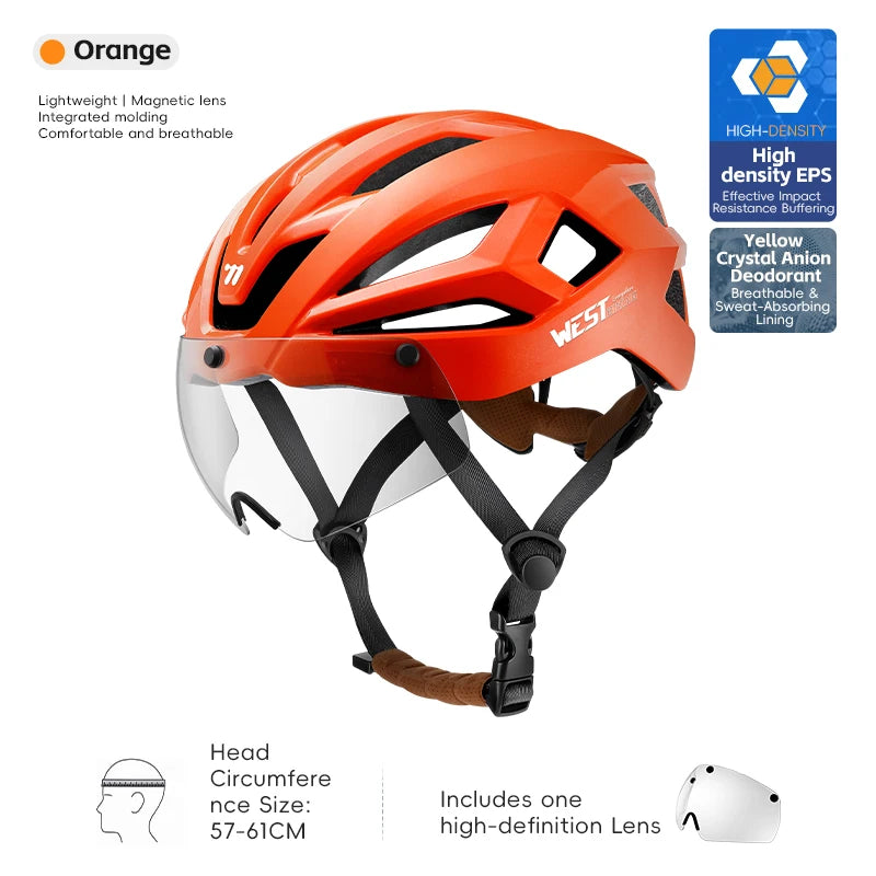 WEST BIKING Magnetic Goggles Bike Helmet Ultralight Aero Cycling Helmet Men Women Electric Scooter Motorcycle Bicycle Helmet