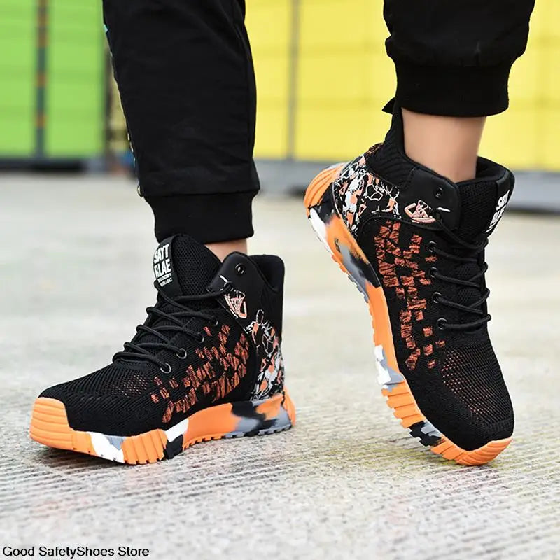 Work Safety Boots Men Work Shoes Steel Toe Safety Shoes Men Lightweight Indestructible Boots Anti-puncture Work Sneakers Male
