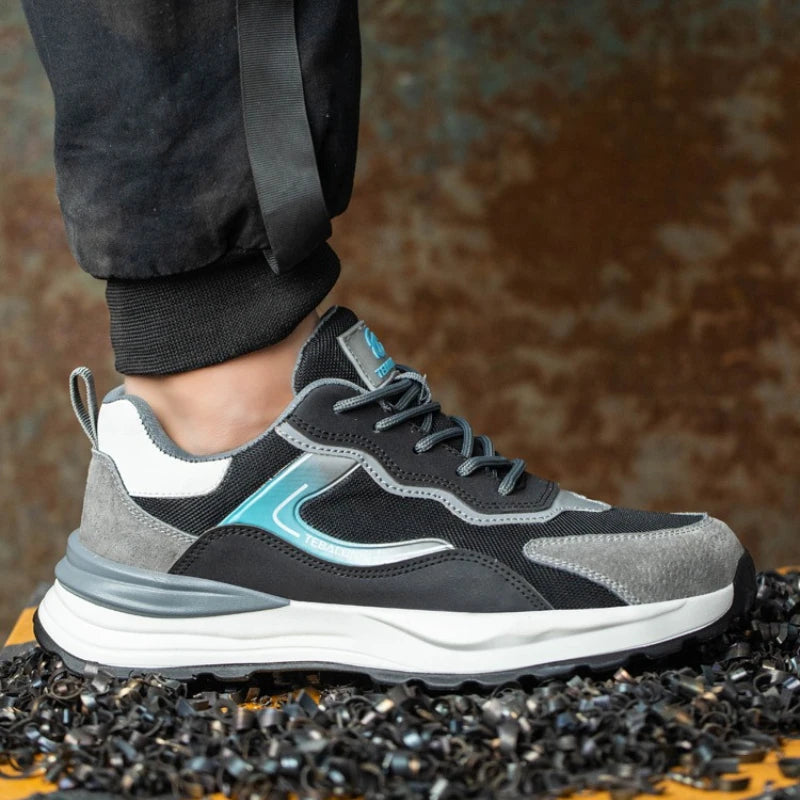 Indestructible Men's Boots Anti Smash Puncture Mens Safety Boots Lace Up Work Shoes Breathable Cotton Men Sneakers Mesh Zapatos