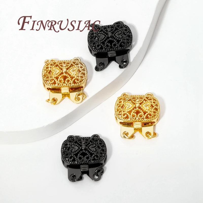 18K Gold Plated Brass with Zircon Connectors For Bracelets,Fasteners Clasps For Jewelry Making Supplies DIY Necklace Accessories