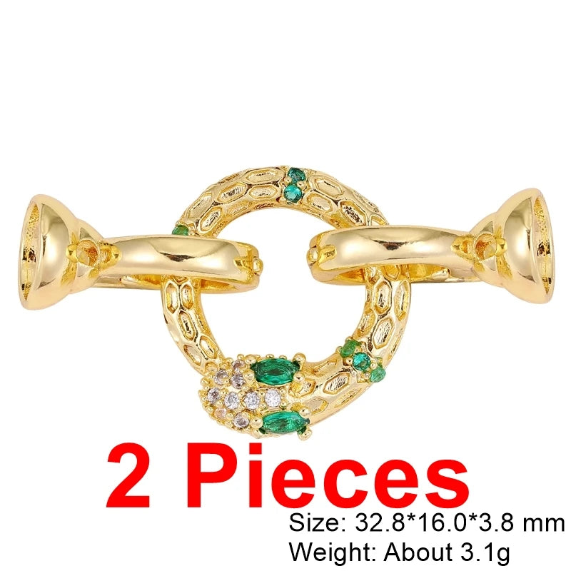Juya 18K Real Gold Plated Snake Connector Fastener Hook Clasps Accessories For DIY Needlework Cuba Chains Pearls Jewelry Making