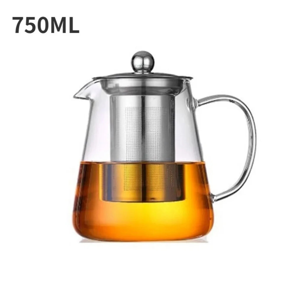 Heat Resistant 1pc Glass Teapot with Stainless Steel Tea Strainer Infuser Flower Kettle Kung Fu Teaware Set Puer Oolong Pot