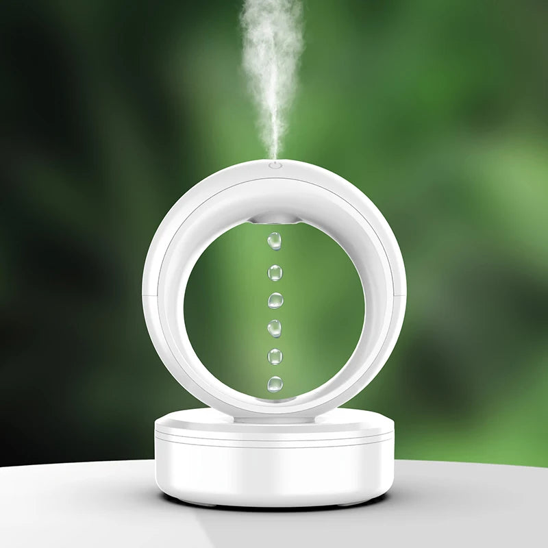 New Arrival Relaxing Rain Drop Sound Anti Gravity Humidifier 680ML Cool Mist Desktop Air Humidifier with White LED Night Light