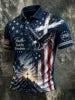 Men's Christian Patriotic Shirt, Fully Printed with an of an and a Mountain at Sunrise, Featuring Words Faith, Family, Freedom