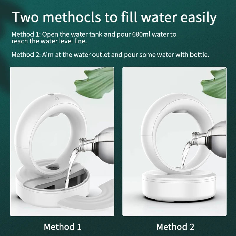 New Arrival Relaxing Rain Drop Sound Anti Gravity Humidifier 680ML Cool Mist Desktop Air Humidifier with White LED Night Light