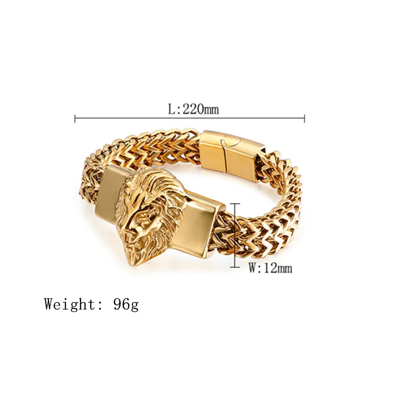 Lion King Charm Bracelet Men High Quality Stainless Steel Gold Silver Color Animal Wristband Fashion Jewelry Friendship Gifts