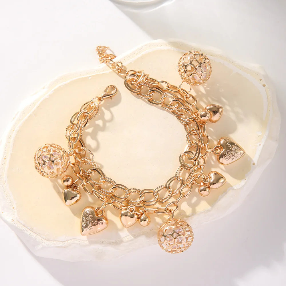 Wholesale Personalized Multi-Layer Electroplated Gold Bracelet Popular Foreign Trade Fashion Charm Bracelets Cut Ball Pendant