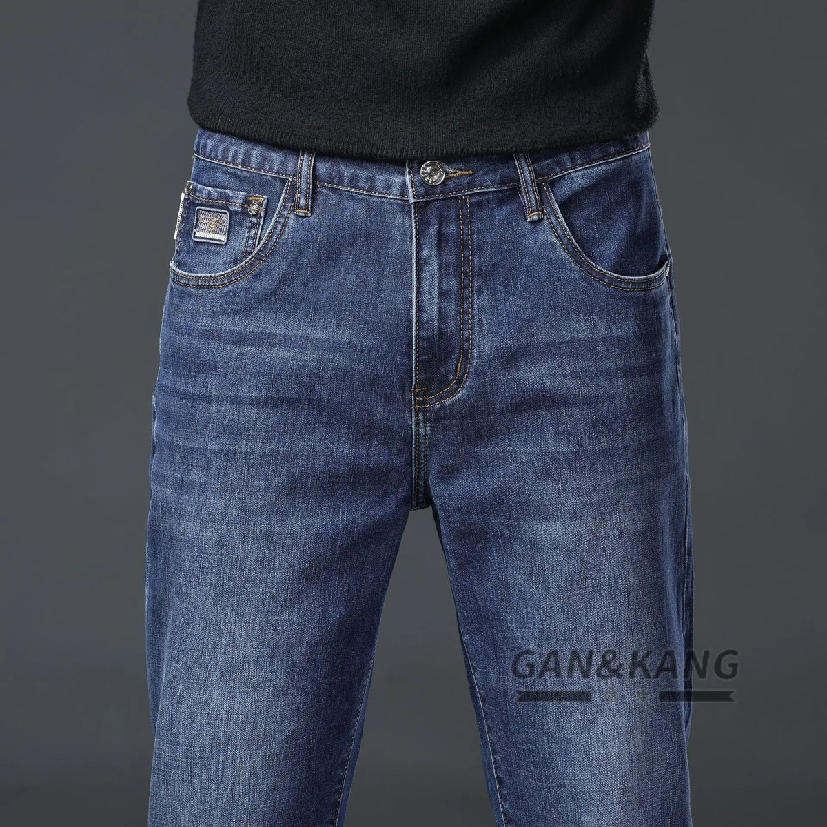 Cross-border Spring Summer New Men's Denim Jeans Trendy Loose Mid Waist Straight-leg Casual Medium Wash Factory Wholesale