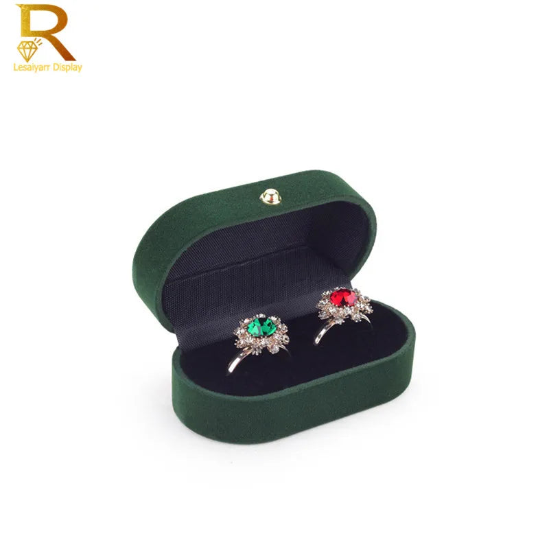 Velvet Trinket Box Ring Box Jewelry Organizer Double Rings BoxJewelry Box Wedding Gift Box Joyeros Organizador De Joyas