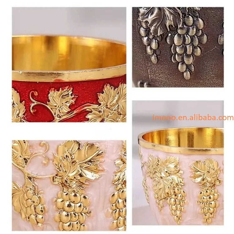 Factory Price Wine Glasses Spirits Cup Mini 30ml Vodka Goblet Retro Alloy Drinkware European Style Tableware Red Liquor Glass