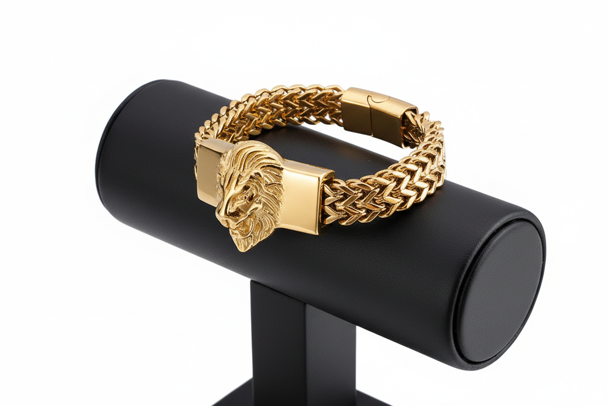 Lion King Charm Bracelet Men High Quality Stainless Steel Gold Silver Color Animal Wristband Fashion Jewelry Friendship Gifts