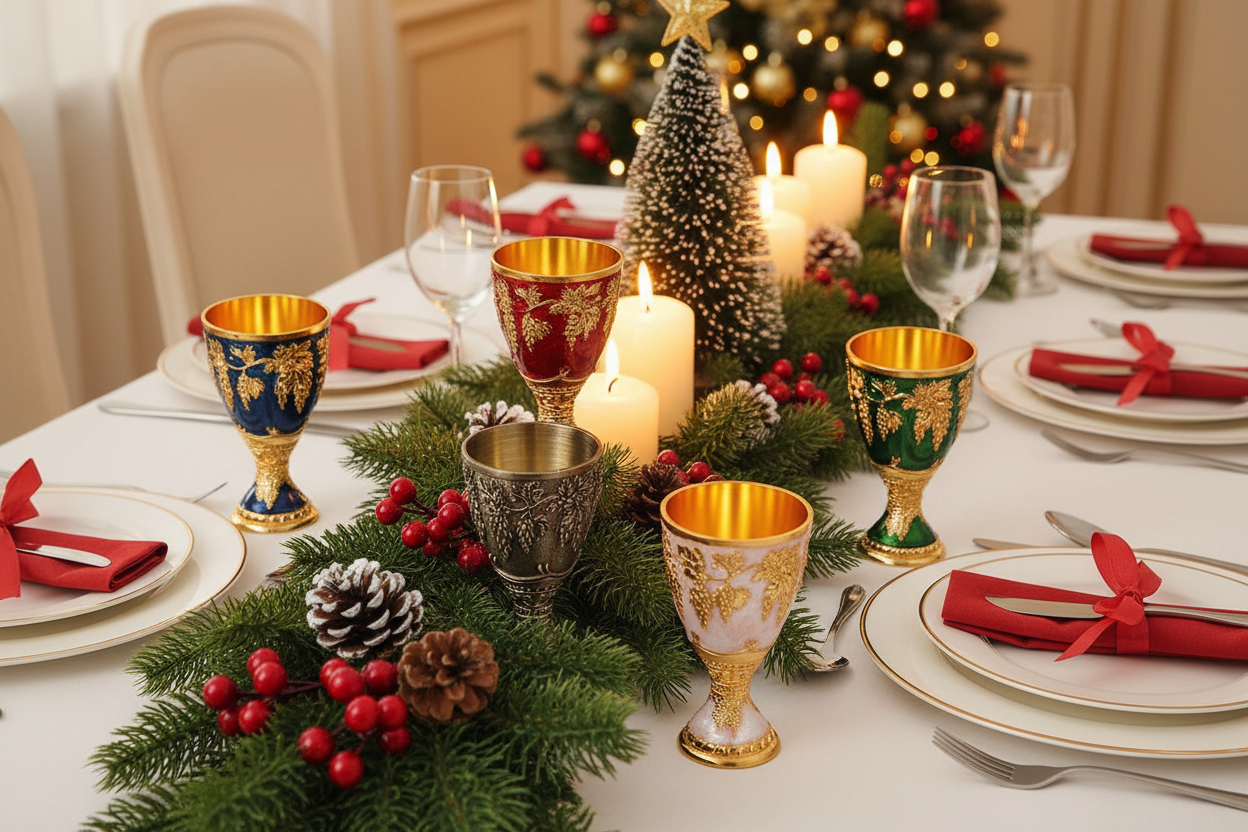 Factory Price Wine Glasses Spirits Cup Mini 30ml Vodka Goblet Retro Alloy Drinkware European Style Tableware Red Liquor Glass