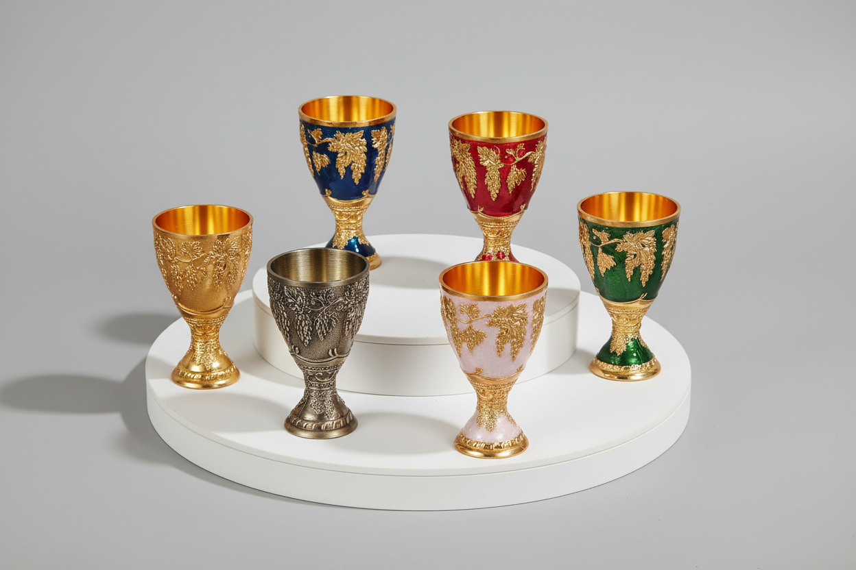 Factory Price Wine Glasses Spirits Cup Mini 30ml Vodka Goblet Retro Alloy Drinkware European Style Tableware Red Liquor Glass