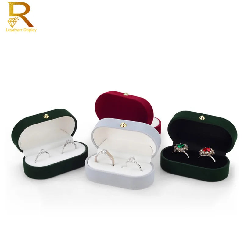 Velvet Trinket Box Ring Box Jewelry Organizer Double Rings BoxJewelry Box Wedding Gift Box Joyeros Organizador De Joyas