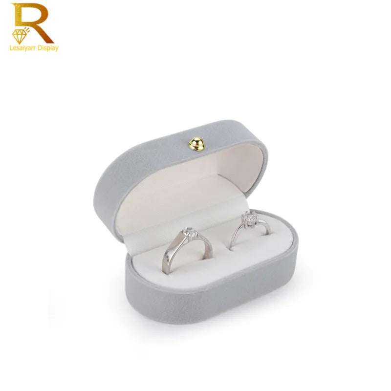 Velvet Trinket Box Ring Box Jewelry Organizer Double Rings BoxJewelry Box Wedding Gift Box Joyeros Organizador De Joyas