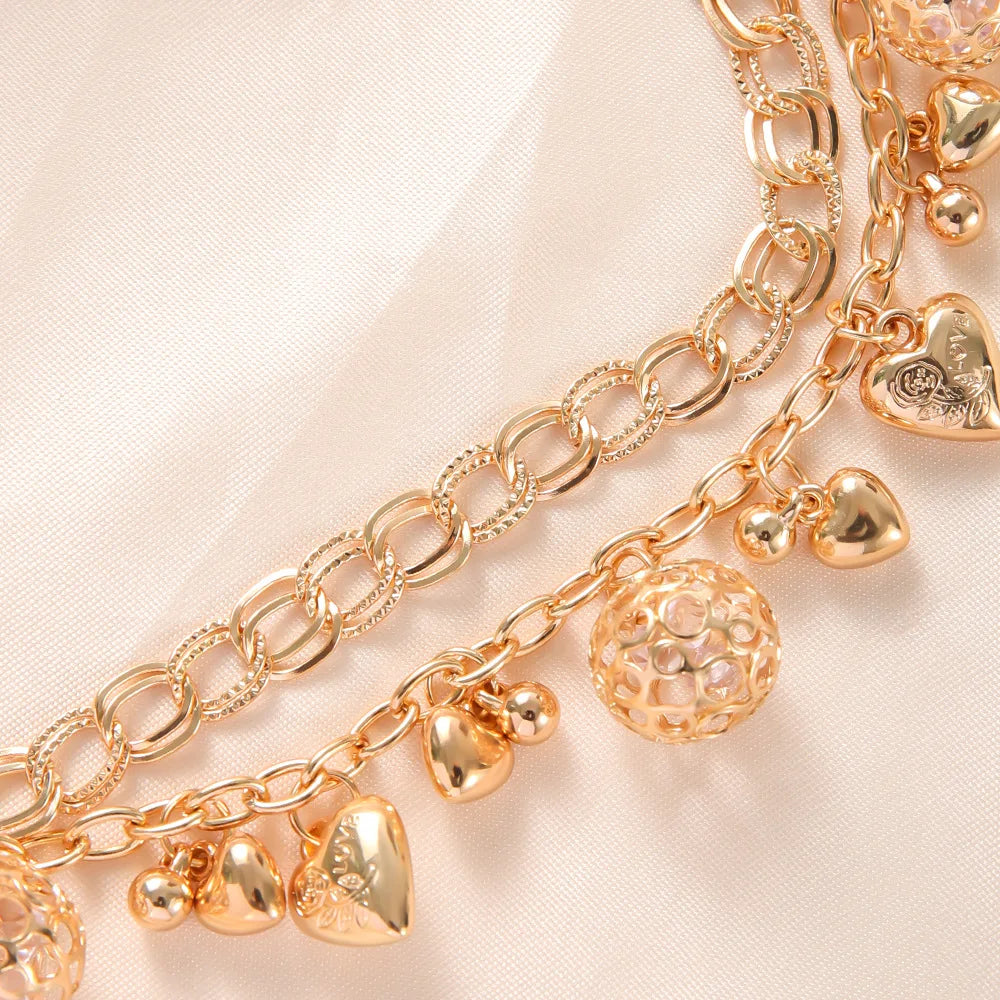 Wholesale Personalized Multi-Layer Electroplated Gold Bracelet Popular Foreign Trade Fashion Charm Bracelets Cut Ball Pendant
