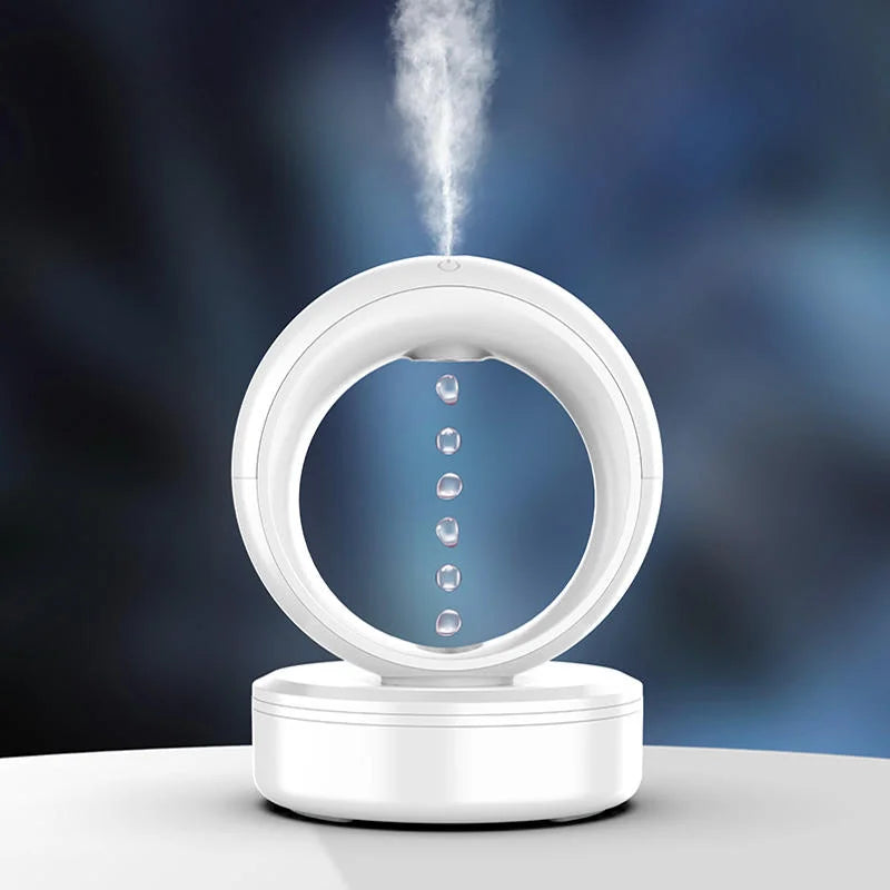 New Arrival Relaxing Rain Drop Sound Anti Gravity Humidifier 680ML Cool Mist Desktop Air Humidifier with White LED Night Light