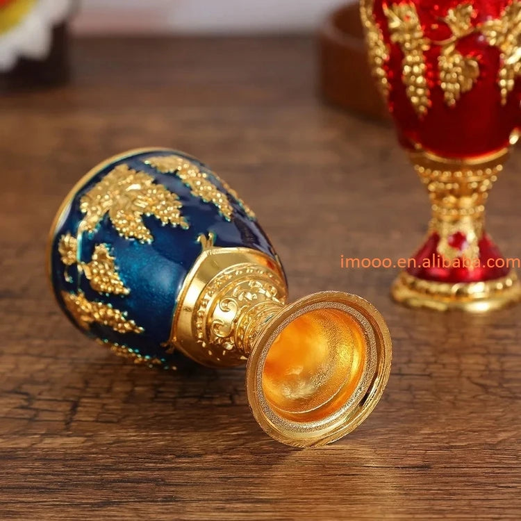 Factory Price Wine Glasses Spirits Cup Mini 30ml Vodka Goblet Retro Alloy Drinkware European Style Tableware Red Liquor Glass