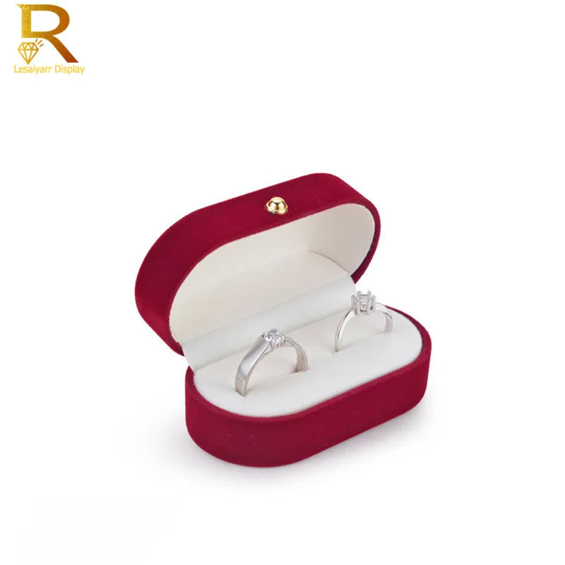 Velvet Trinket Box Ring Box Jewelry Organizer Double Rings BoxJewelry Box Wedding Gift Box Joyeros Organizador De Joyas