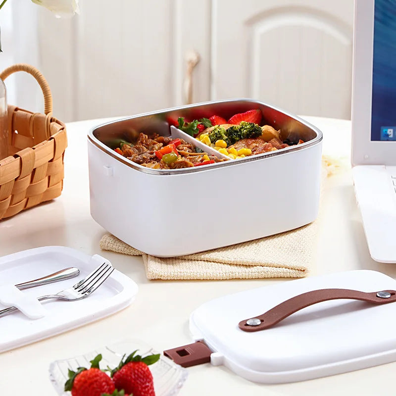 Hot Selling Stainless Steel Portable Electric Heating Lunch Box With Auto Warming Function for Office Travel and Camping Use