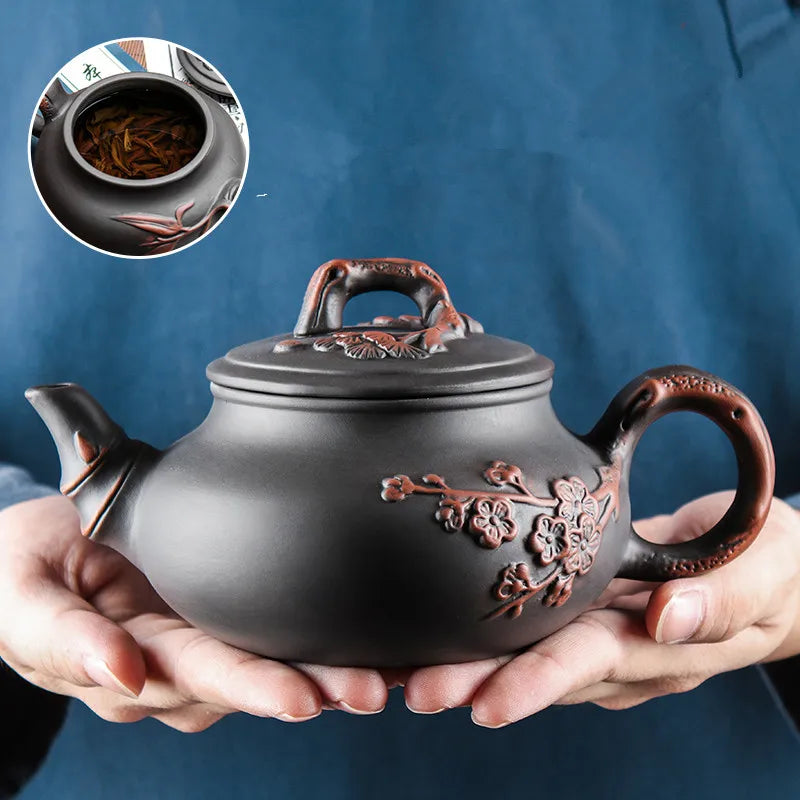 Yixing-Purple Clay Teapot and Teacup Set, Large Capacity, Clay Plum Blossom Pot, Kungfu Tea Set