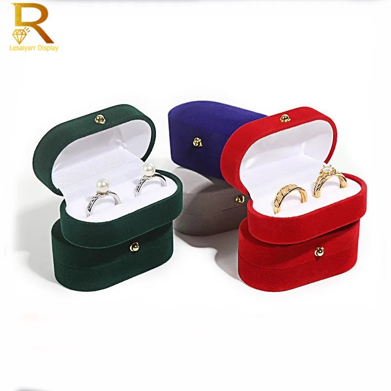 Velvet Trinket Box Ring Box Jewelry Organizer Double Rings BoxJewelry Box Wedding Gift Box Joyeros Organizador De Joyas