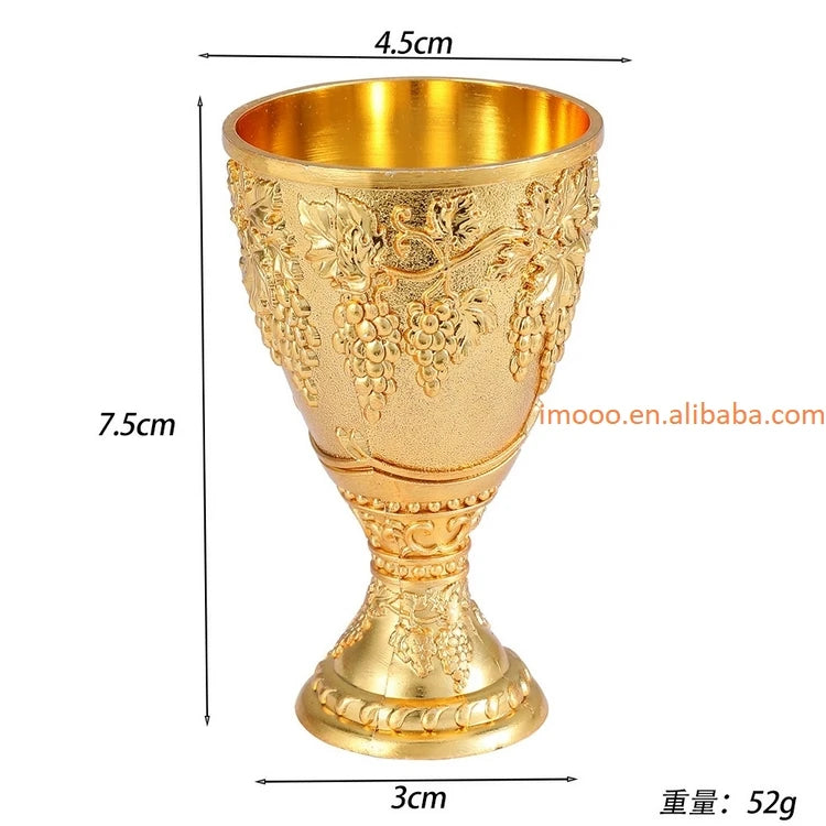 Factory Price Wine Glasses Spirits Cup Mini 30ml Vodka Goblet Retro Alloy Drinkware European Style Tableware Red Liquor Glass