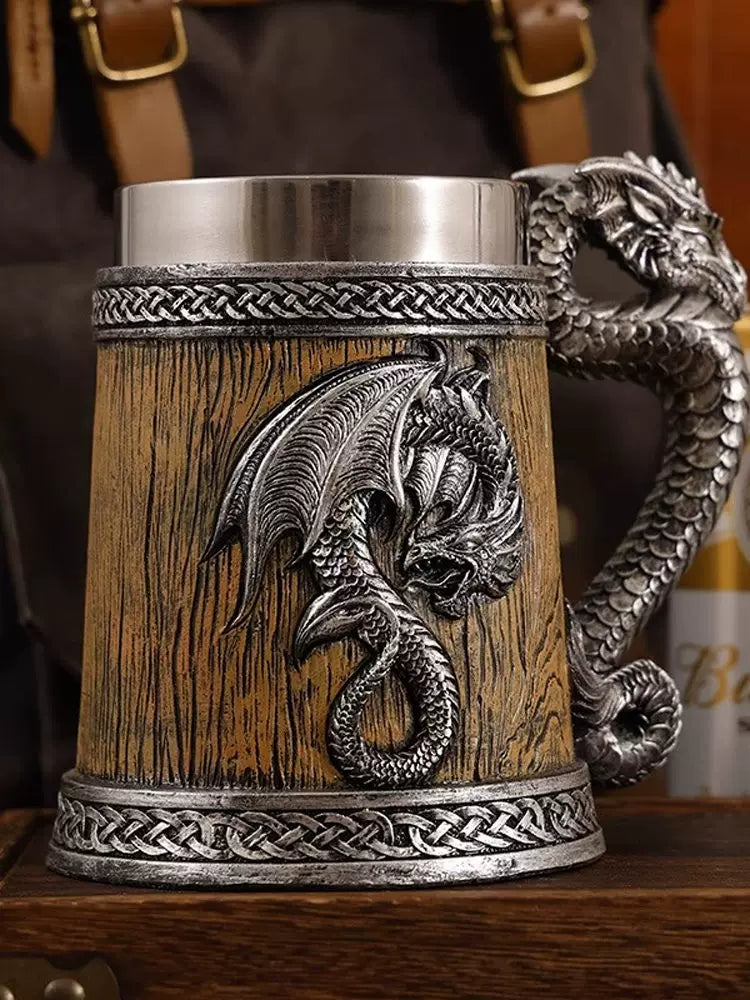 Palace Cultural and Creative Dragon Pattern Totem Chinese Dragon Beer Cup Retro Coffee Cup Mug Stylish Boyfriend Gift