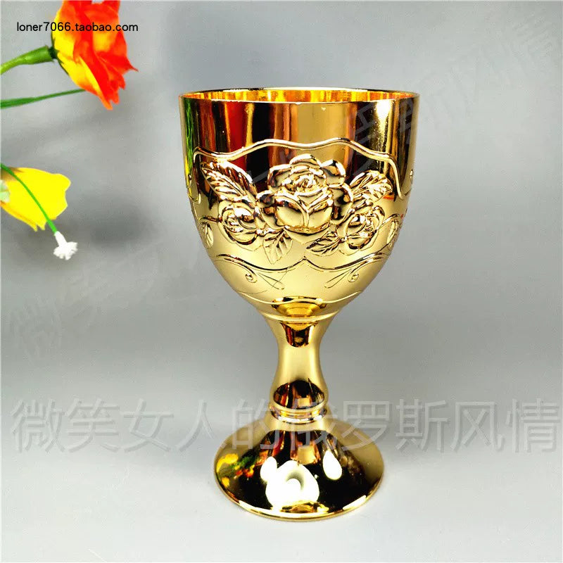 Special Offer Russian R117 Tin Metal Goblets Wine Glass Fully Golden Rose Capacity 100.00G 100ml Thick