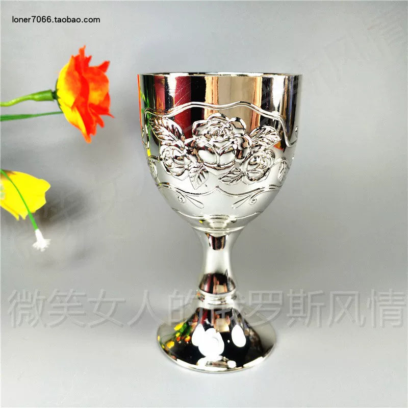 Special Offer Russian R117 Tin Metal Goblets Wine Glass Fully Golden Rose Capacity 100.00G 100ml Thick