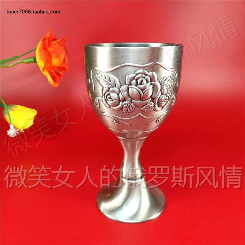 Special Offer Russian R117 Tin Metal Goblets Wine Glass Fully Golden Rose Capacity 100.00G 100ml Thick