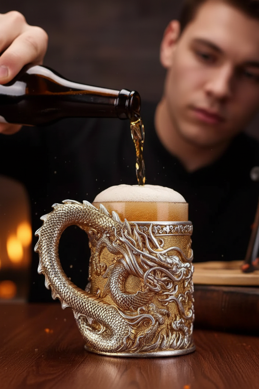 Palace Cultural and Creative Dragon Pattern Totem Chinese Dragon Beer Cup Retro Coffee Cup Mug Stylish Boyfriend Gift