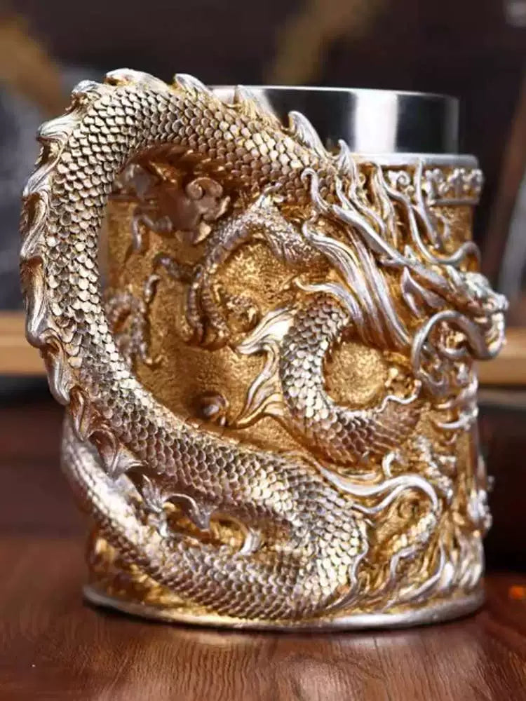 Palace Cultural and Creative Dragon Pattern Totem Chinese Dragon Beer Cup Retro Coffee Cup Mug Stylish Boyfriend Gift