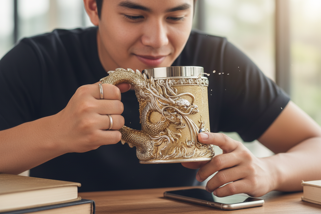 Palace Cultural and Creative Dragon Pattern Totem Chinese Dragon Beer Cup Retro Coffee Cup Mug Stylish Boyfriend Gift