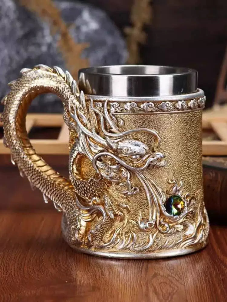 Palace Cultural and Creative Dragon Pattern Totem Chinese Dragon Beer Cup Retro Coffee Cup Mug Stylish Boyfriend Gift