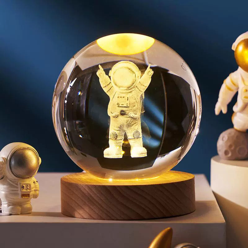 Japanese Quality Creative Galaxy Crystal Ball 3D Inner Carving Cross-Border Luminous Base Small Night Lamp Glass Ball Small Ornaments