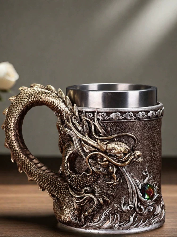 Palace Cultural and Creative Dragon Pattern Totem Chinese Dragon Beer Cup Retro Coffee Cup Mug Stylish Boyfriend Gift