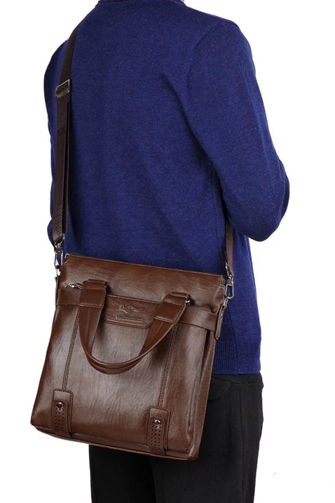 Hong Kong Business Trip Leather Business Vertical Men's Shoulder Bag