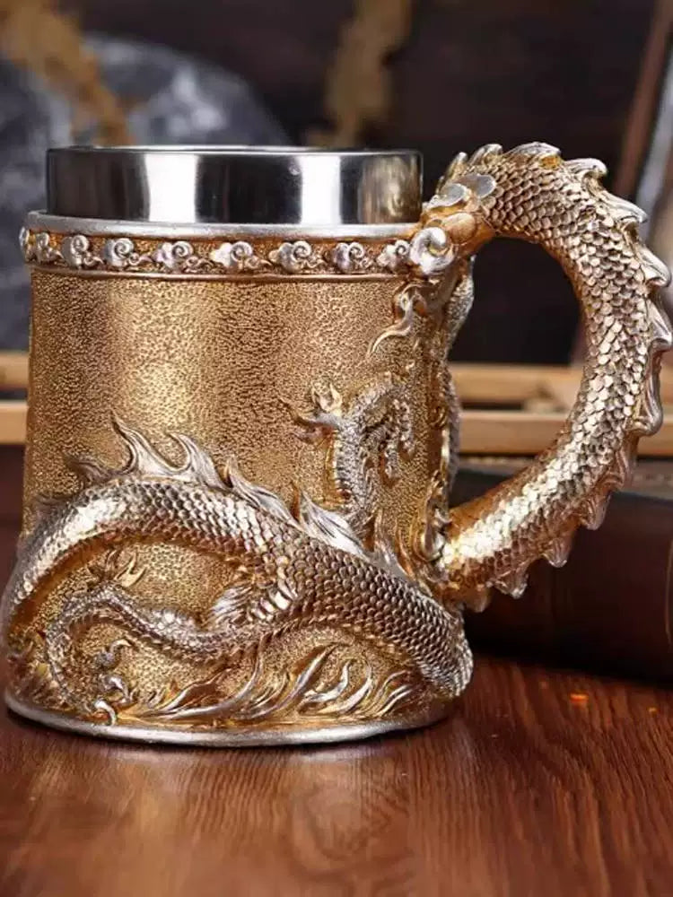 Palace Cultural and Creative Dragon Pattern Totem Chinese Dragon Beer Cup Retro Coffee Cup Mug Stylish Boyfriend Gift