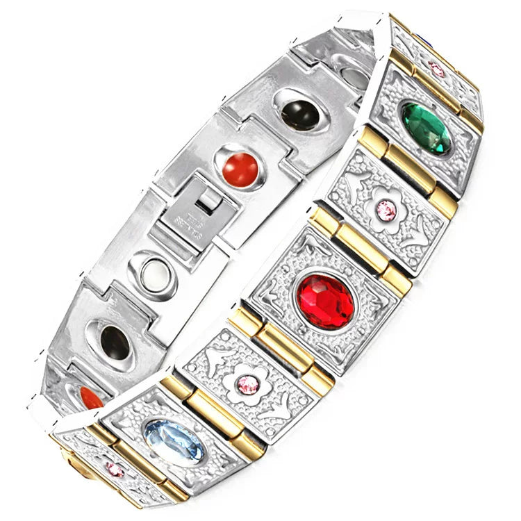 Dongguan Tengda Bracelet Energy Magnet Bracelet Men Retro Titanium Steel Ornament Yellow Gold European and American Hipster Men's Jewelry