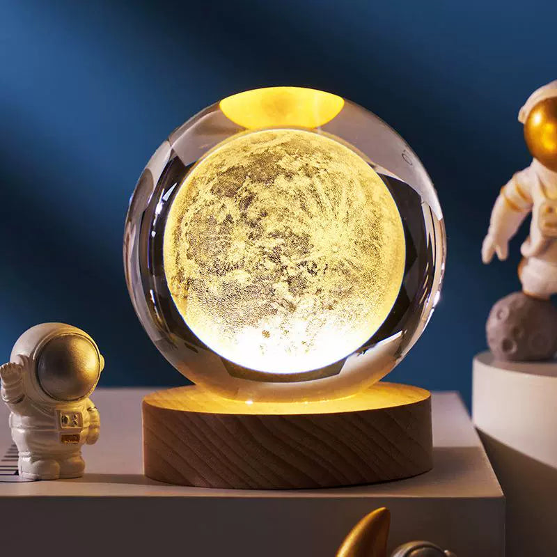 Japanese Quality Creative Galaxy Crystal Ball 3D Inner Carving Cross-Border Luminous Base Small Night Lamp Glass Ball Small Ornaments