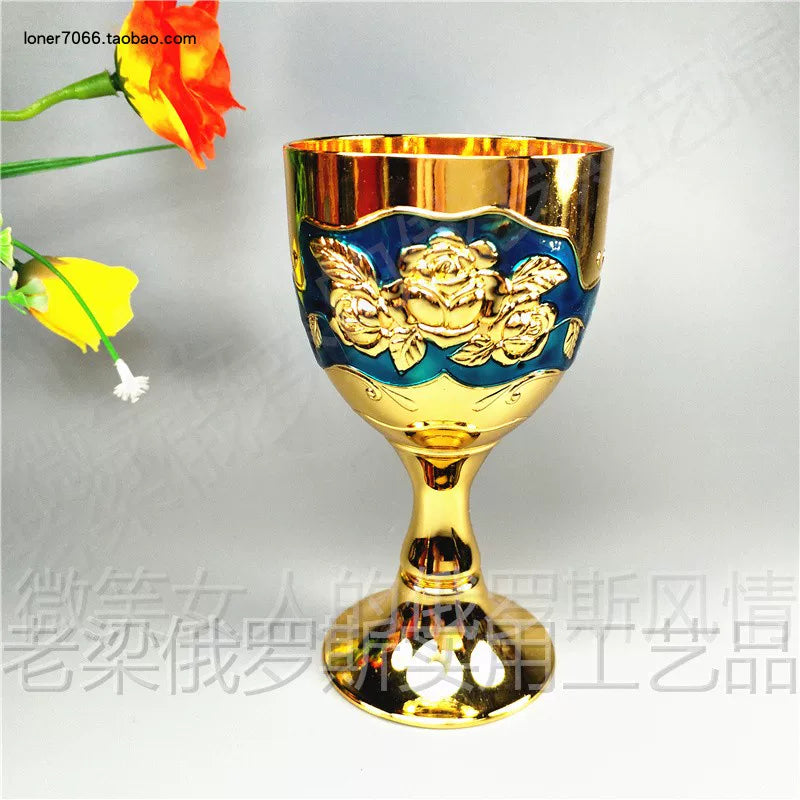 Special Offer Russian R117 Tin Metal Goblets Wine Glass Fully Golden Rose Capacity 100.00G 100ml Thick