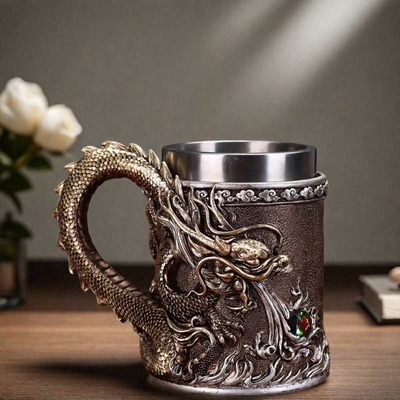 Palace Cultural and Creative Dragon Pattern Totem Chinese Dragon Beer Cup Retro Coffee Cup Mug Stylish Boyfriend Gift