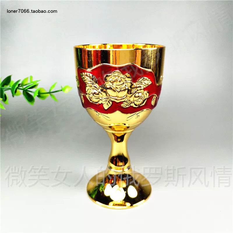 Special Offer Russian R117 Tin Metal Goblets Wine Glass Fully Golden Rose Capacity 100.00G 100ml Thick