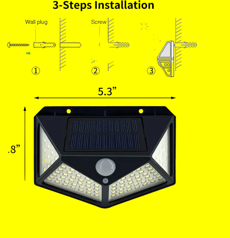 1/2/4PCS New Solar Lights Outdoor Wall Lamp PIR Motion Sensor 100LED Solar Powered Sunlight Street Light for Garden Courtyard